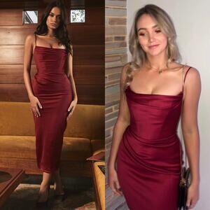 House of CB Burgundy Midi Dress